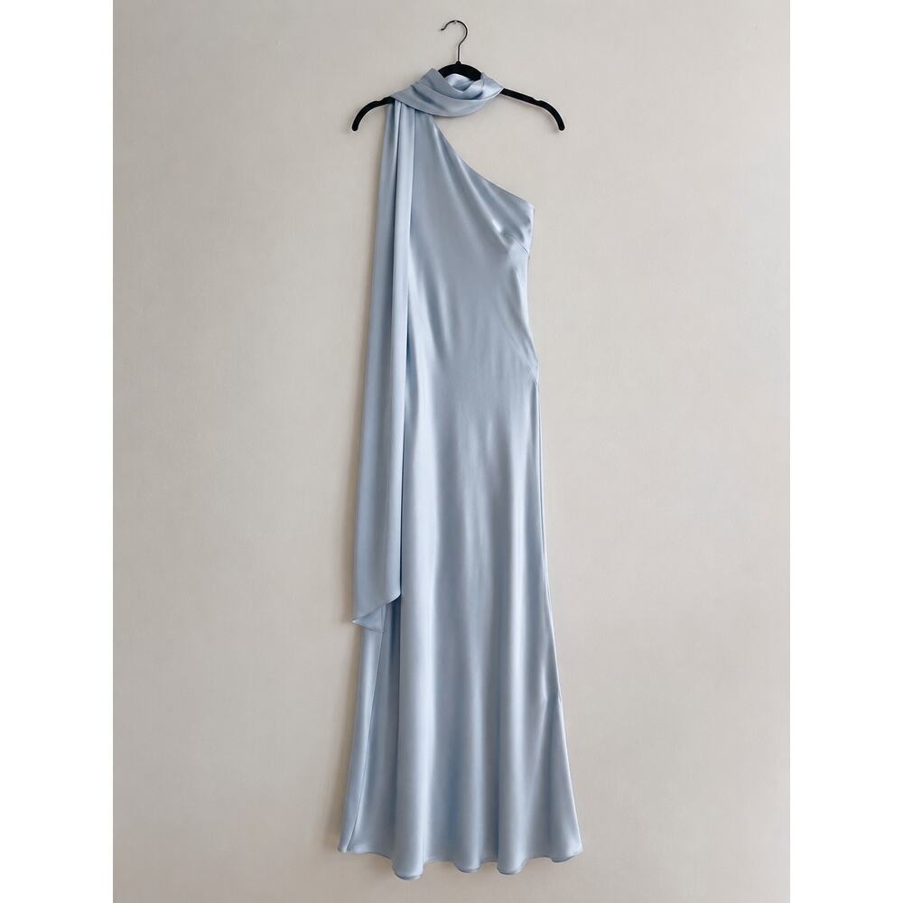 Reformation Jazlyn Silk Dress Mineral Blue Size 10 NWT - Picture 7 of 12